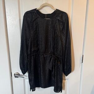 Something Navy Shimmering Black Long Sleeve Dress